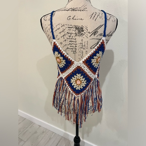 Rebellion Blue and White Embellished Cropped Camisole - Picture 3 of 8